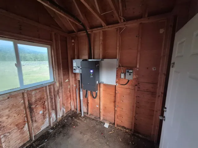 Distribution panels and soft-start cabinets above the irrigation pump