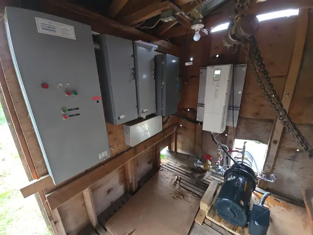 Dual-pump control cabinet with contactors and overloads wired