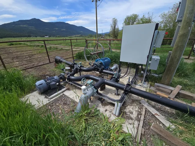 Booster pump and mainline tie-in beside the station control panel