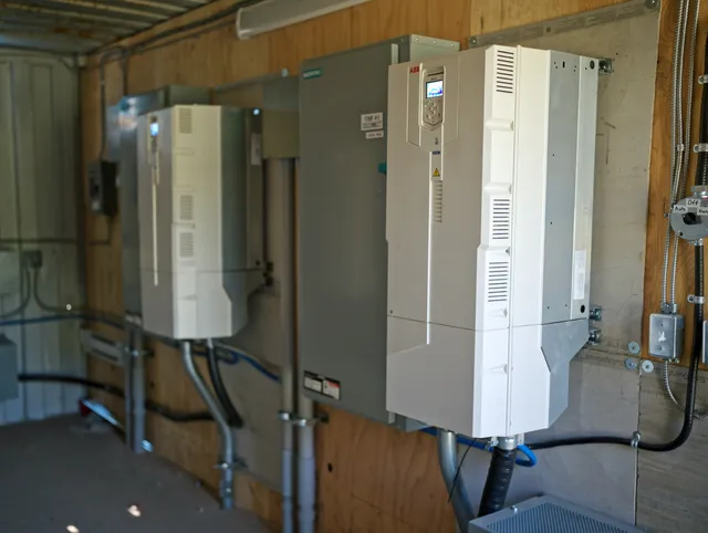 ABB drives and distribution equipment inside the pump house