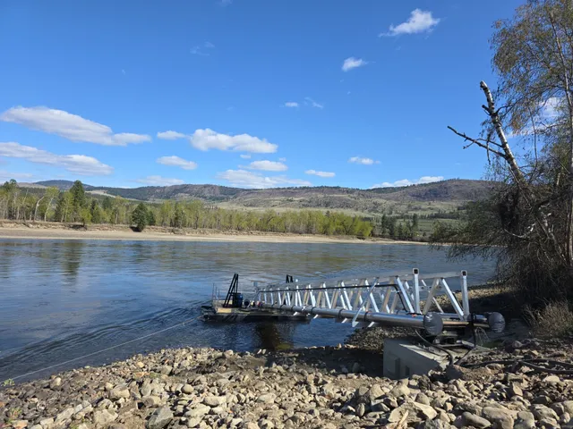 Articulating pump dock and intake piping at the riverbank near Kamloops