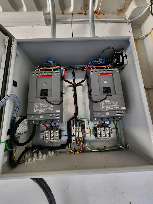 Parallel service conductors landed in the metering cabinet