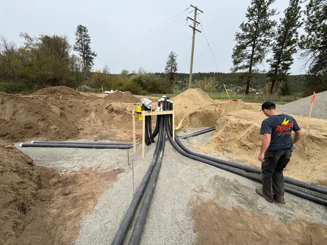 Underground conduit stubbed up for the pump station services
