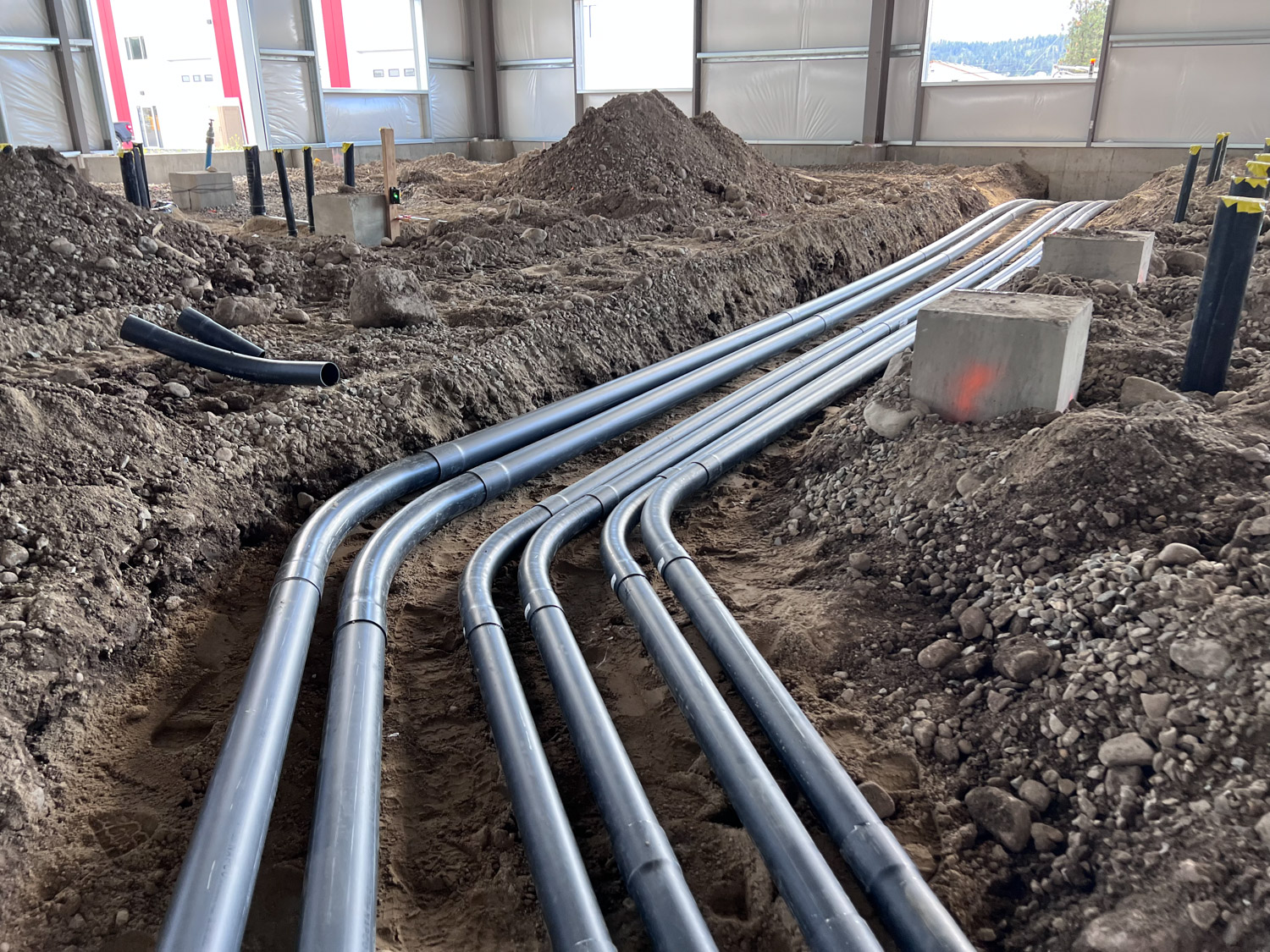 Underground electrical pipes in an Okanagan commercial business
