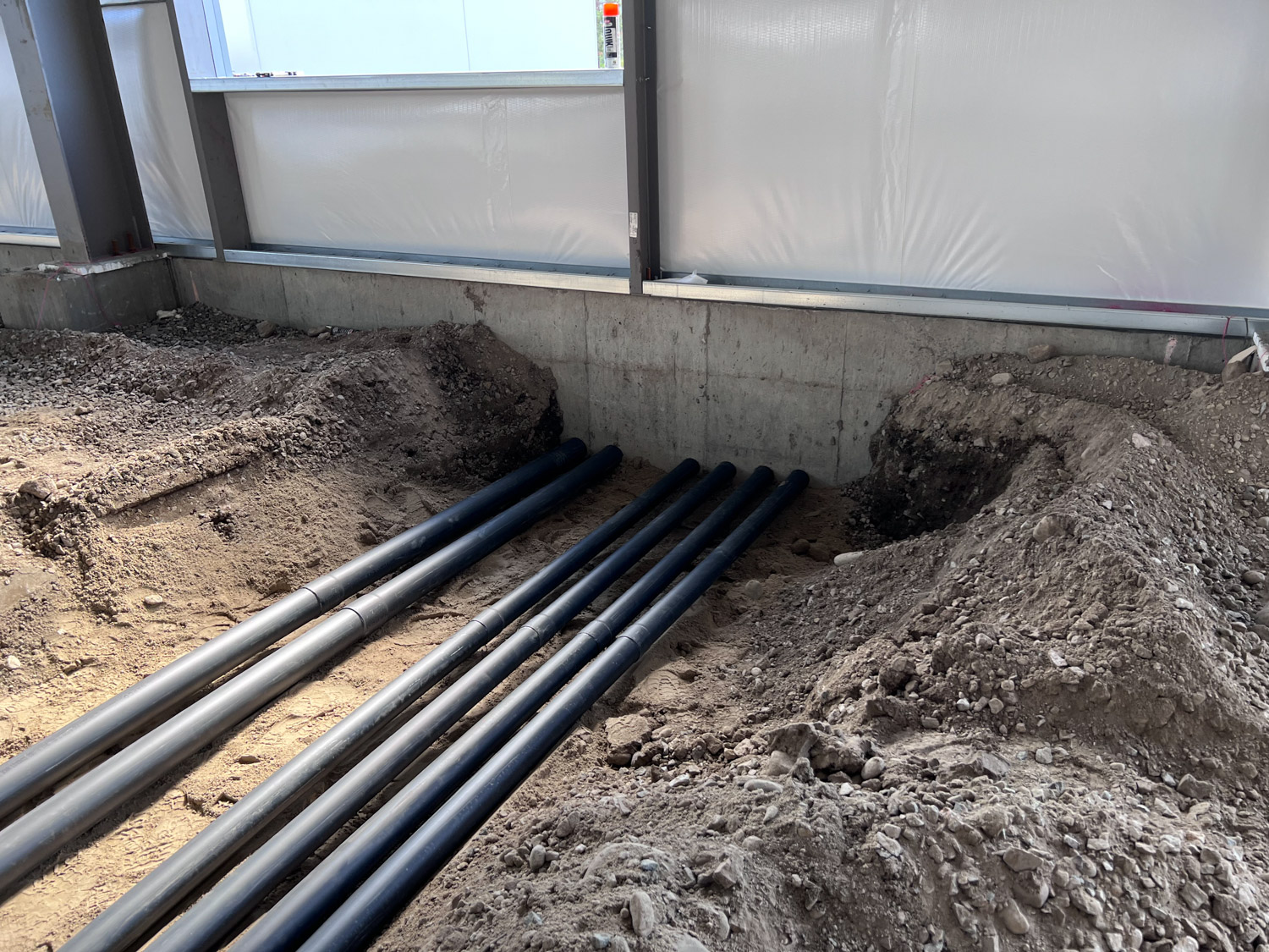 Underground electrical pipes in an Okanagan commercial business